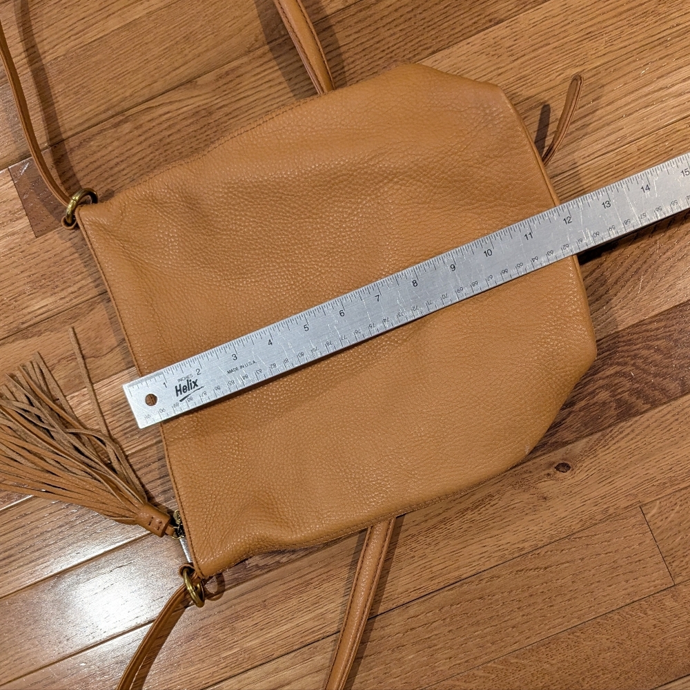 HOBO Tan Leather Backpack with Patterned Lining - Picture 13 of 13